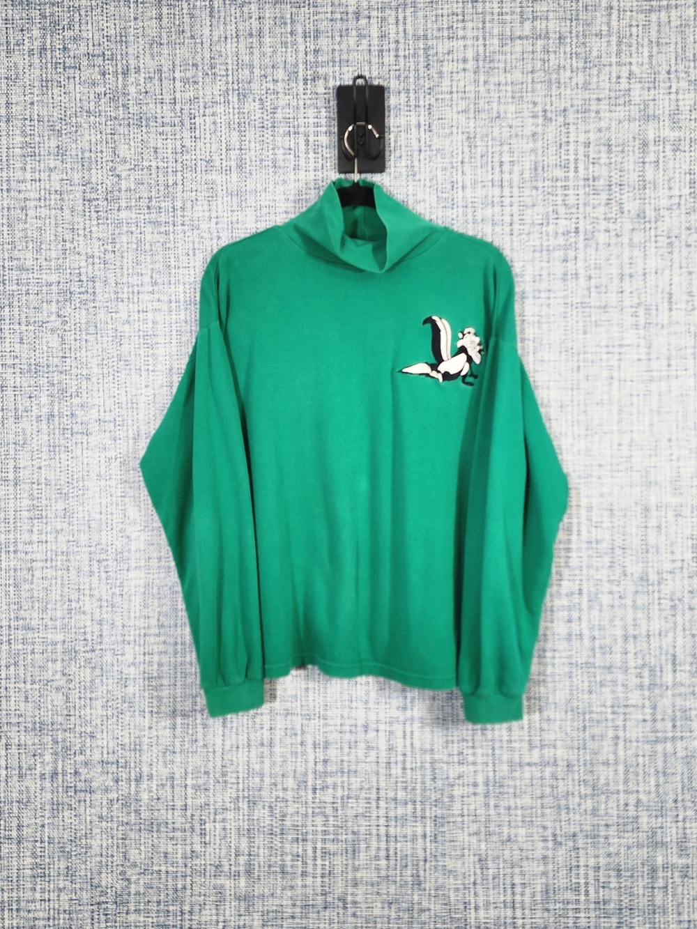 Vintage Acme Clothing Looney Tunes Pepe Le Pew Green Cotton Turtleneck Medium